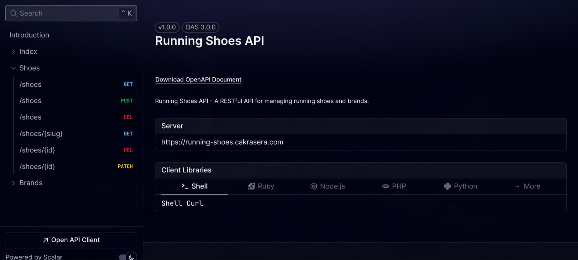 Running Shoes API